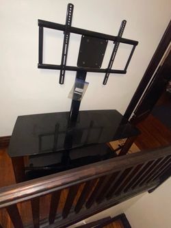 Black Glass TV Stand with Mount