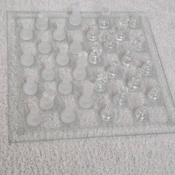 Glass Checker/chest Board And Pieces