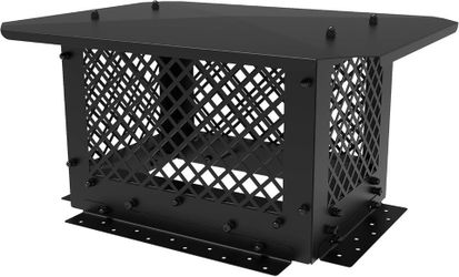 Chimney Cap, 10" x 14" Cover, Fireplace Adjustable Bottom to Fit Existing Size, Black