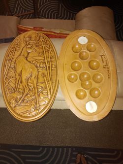 2 sets of vintage wall art/deviled eggs serving plate