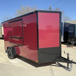 2026 New 6x12 SA Screwless Vending Enclosed Trailer | Blackout | Spoiler Package | .08 Polycor | 1007 (Burgundy)