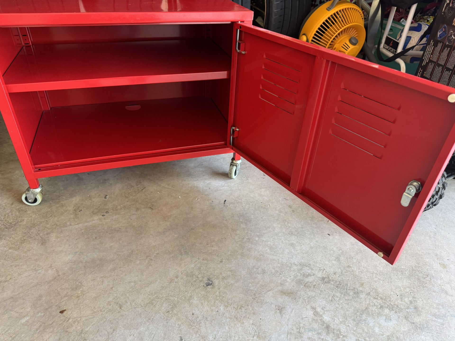 Red Rolling File Cabinet