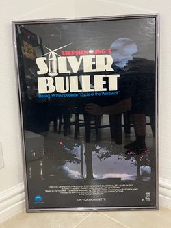 VINTAGE 1986 STEPHEN KING’S SILVER BULLET FRAMED VHS HORROR MOVIE POSTER