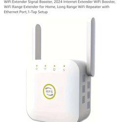 WiFi Extender Signal Booster, 2024 Internet Extender WiFi Booster, WiFi Range Extender for Home, Long Range WiFi Repeater with Ethernet Port,1-Tap Set