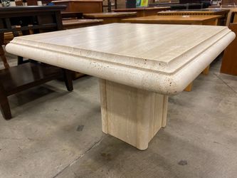Travertine Pedestal Side Table