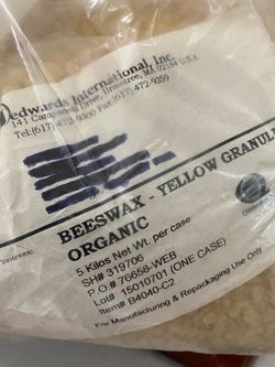 Organic beeswax and containers