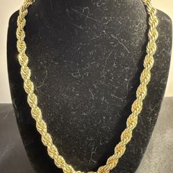 14k Gold Plated 24” 6mm No Tarnish Rope Necklace