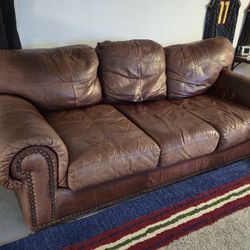 Leather Brown Couch 84 Inches