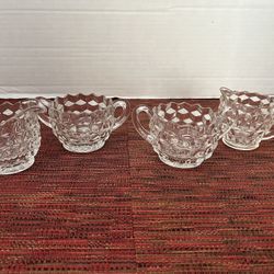 Vtg Fostoria American Clear Cubist Pattern Creamer & Sugar Set $25 set