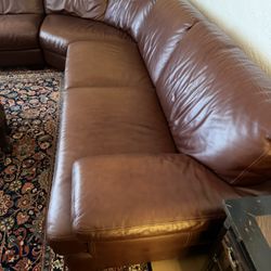 Large Brown Leather Sofa (excellent condition)