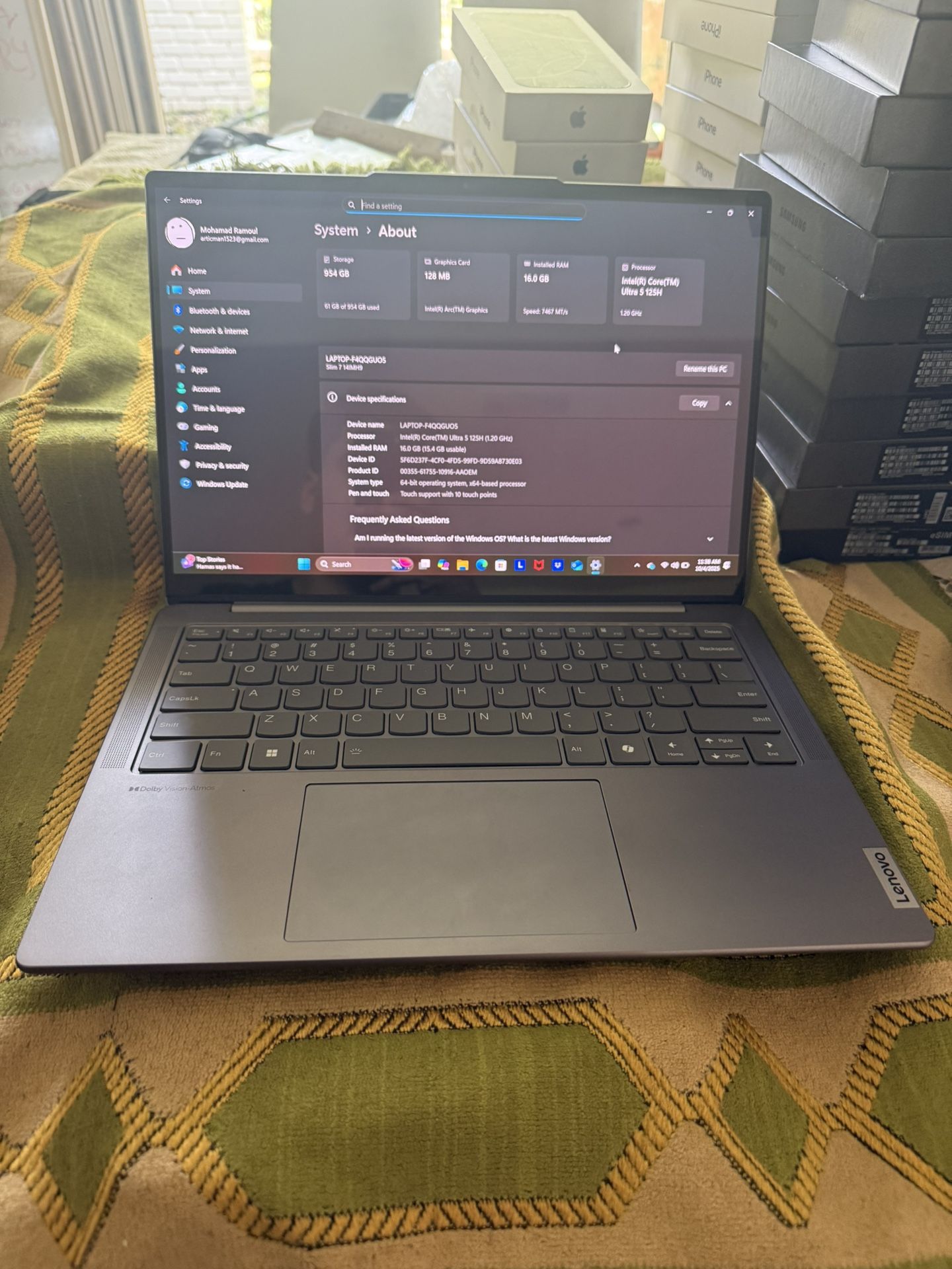 Lenovo Slim 7 14 Inch 1tb Ssd 16gb Ram Intel Ultra 5 Touch Screen Excelent Condition