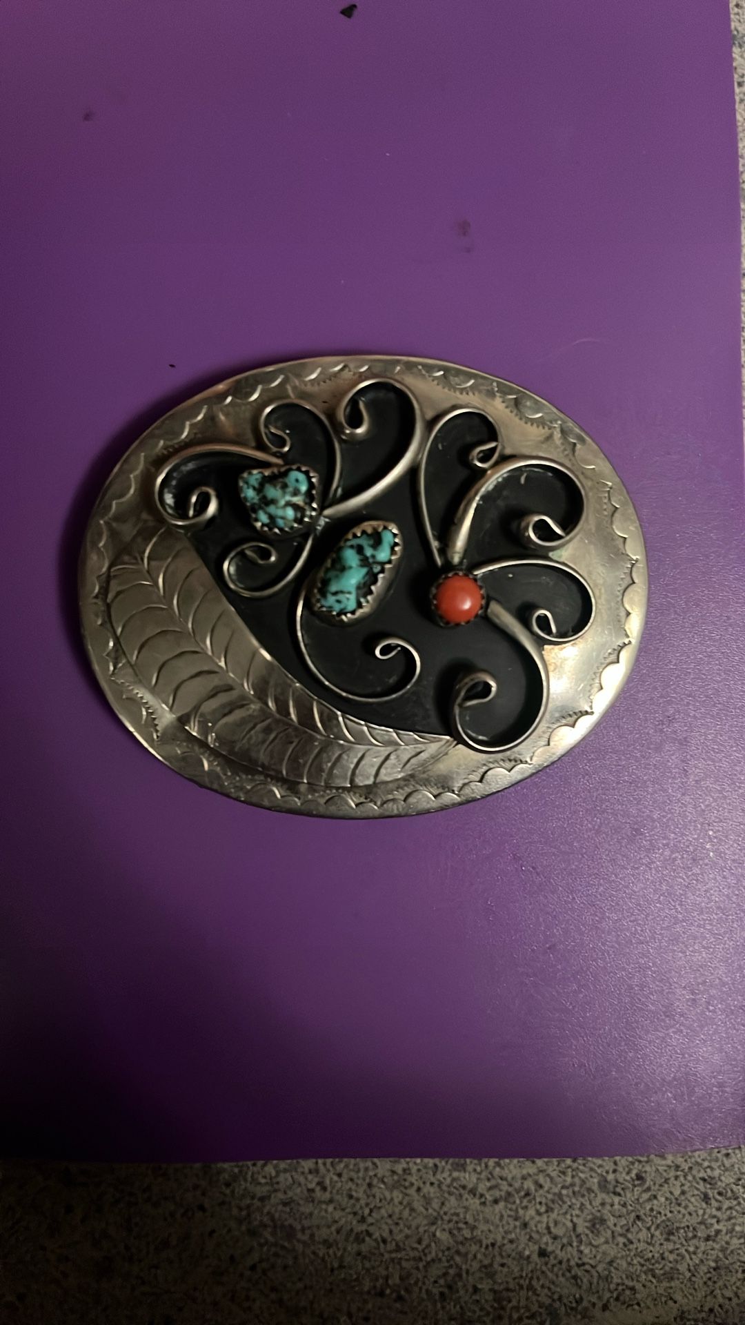 VINTAGE NAVAJO STERLING BELT BUCKLE