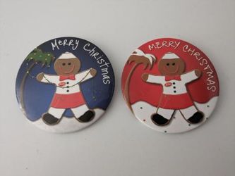 2 In-N-Out Burger Christmas Holiday Gingerbread Man Buttons / Pins - Pickup in 91706