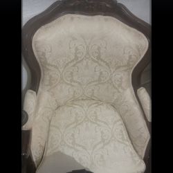 Antique Armchair & Chesterfield Button Sofa 