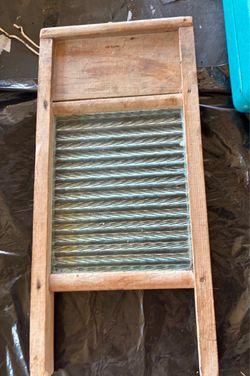 Vintage Glass and Wood Washboard