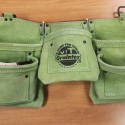 11 Pocket Nail & Tool Belt Apron Suede Lime Leather