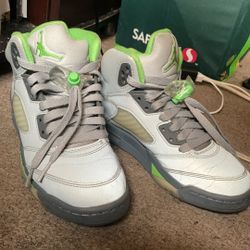 Jordan 5s Grey And Neon Green 