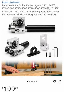 Bandsaw Blade Guide Kit for Laguna 1412, 14BX, LT14-3000, LT16-3000, LT18-3000, LT14SE, LT14SEL, LT14SUV, 18BX, 18CX, Ball Bearing Band Saw Guides for
