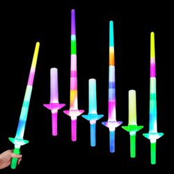 light up LED swords expandable laser saber, mini glow sticks 6 PCs for Halloween dress up party, X present, Galaxy style costume party