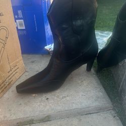 FSJ Women Square Toe Comfort Kitten Low Heel Ankle Boot Pull On Bootie Winter Cowgirl Cowboy Sexy Dressy Shoes Size 4-16