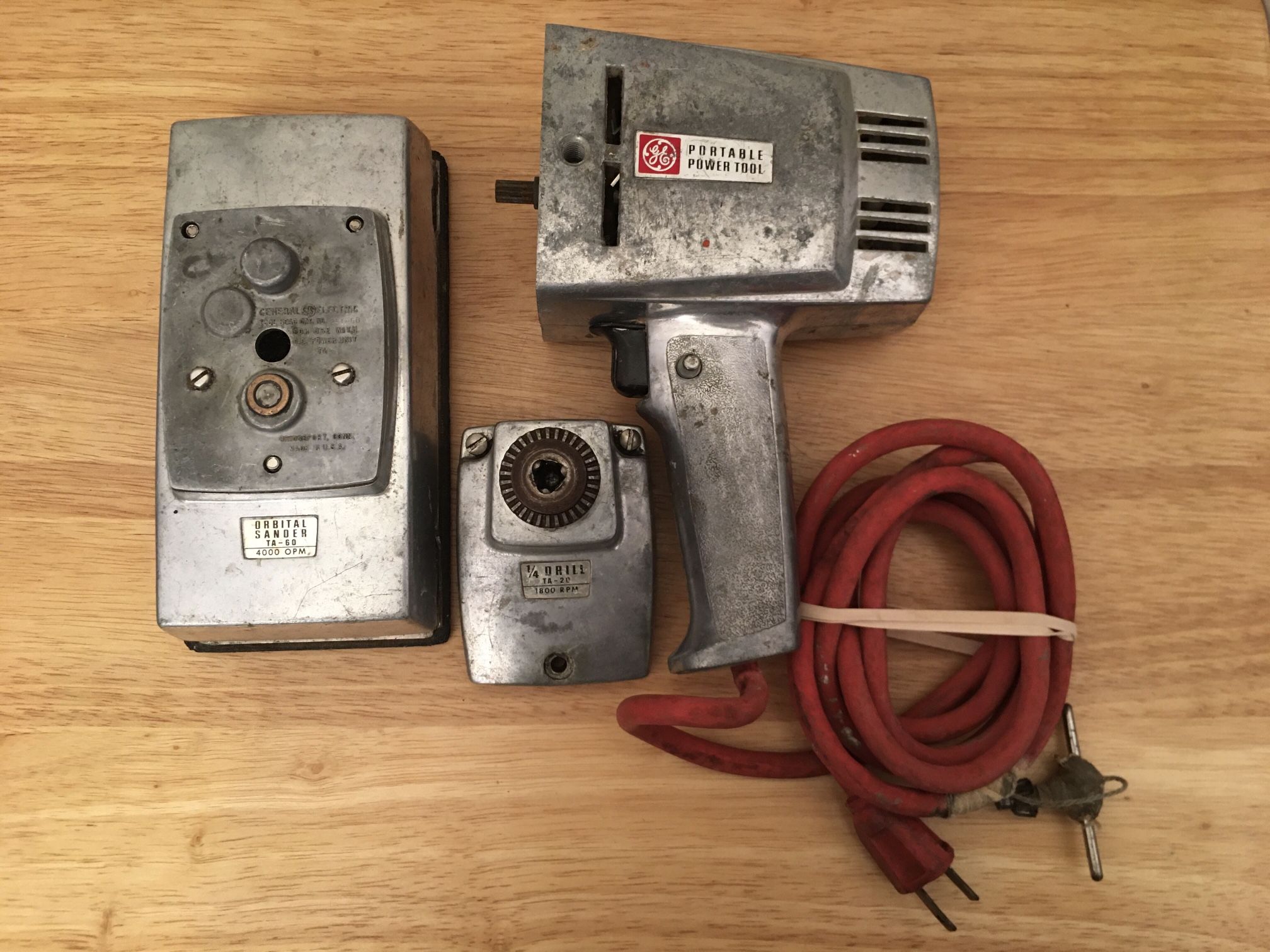 Vintage G.E. Portable Power Tool Drill & Sander Kit