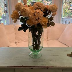 Large Floral Stems w Heavy Bubbled Glass Cylinder 