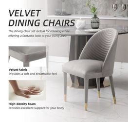 NEW Gray 21.06" Velvet Upholstered Accent Chairs with Wood Legs (Set of 2)