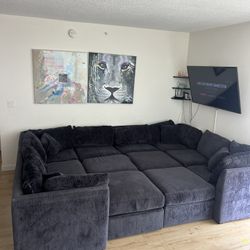 Family Couch Sofa Sectional dark blue/black