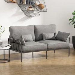Sofa / Loveseat / Couch with 2 Pillows - Metal Frame