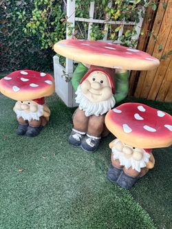 3-Piece Jolly Gnome Table and Chair Novelty Garden