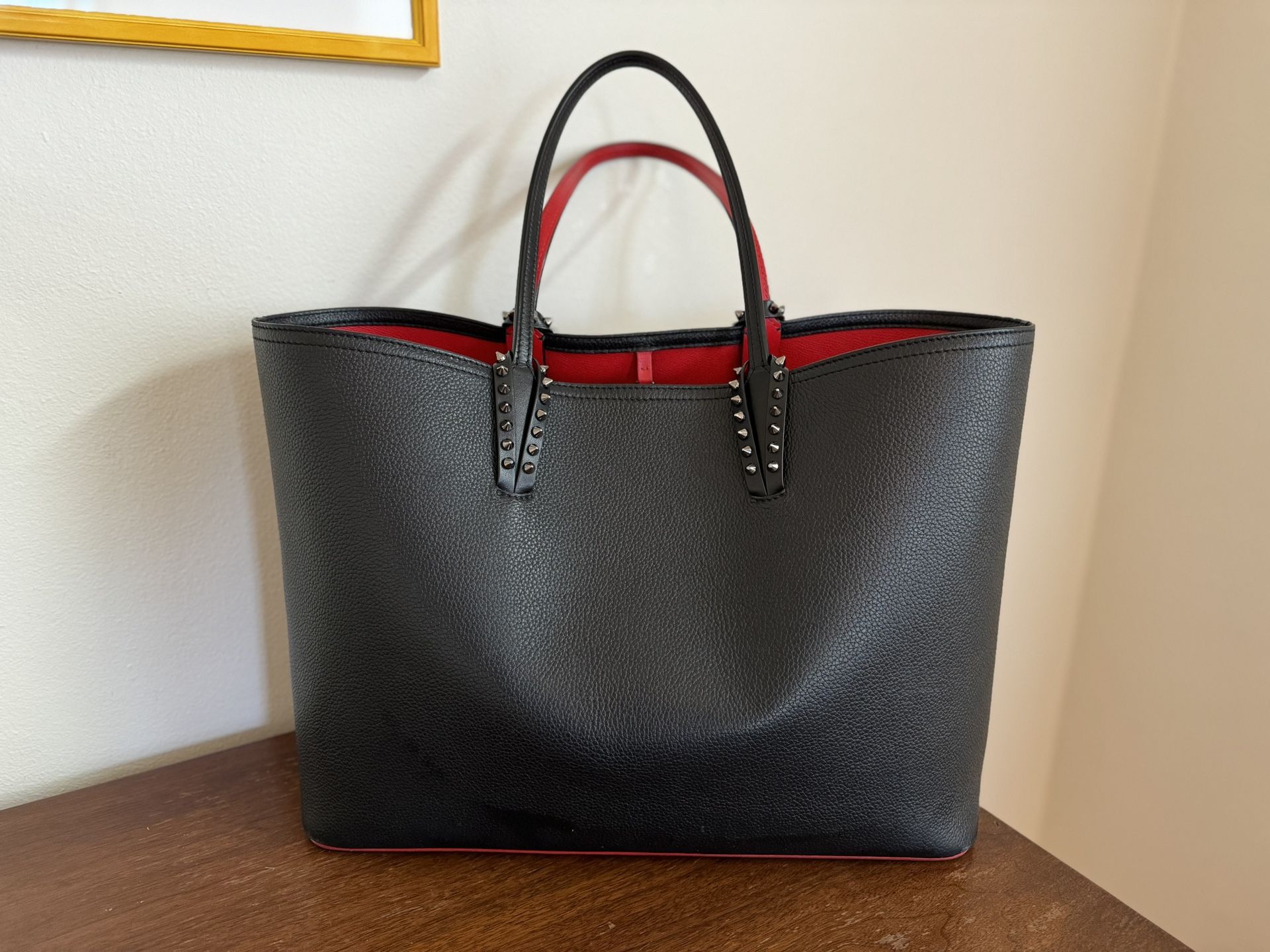 Christian Louboutin Black Cabata Tote in Grained Leather