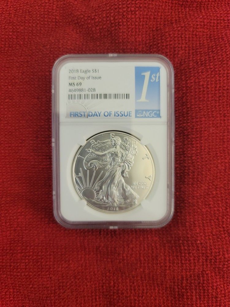 2018 Silver Eagle First Day Of Issue Ms69 $1