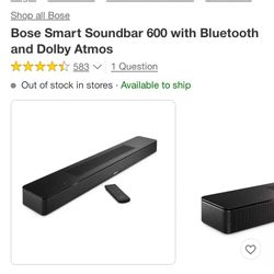 Bose Smart Sound Bar 600 With Bluetooth And Dolby Atmos