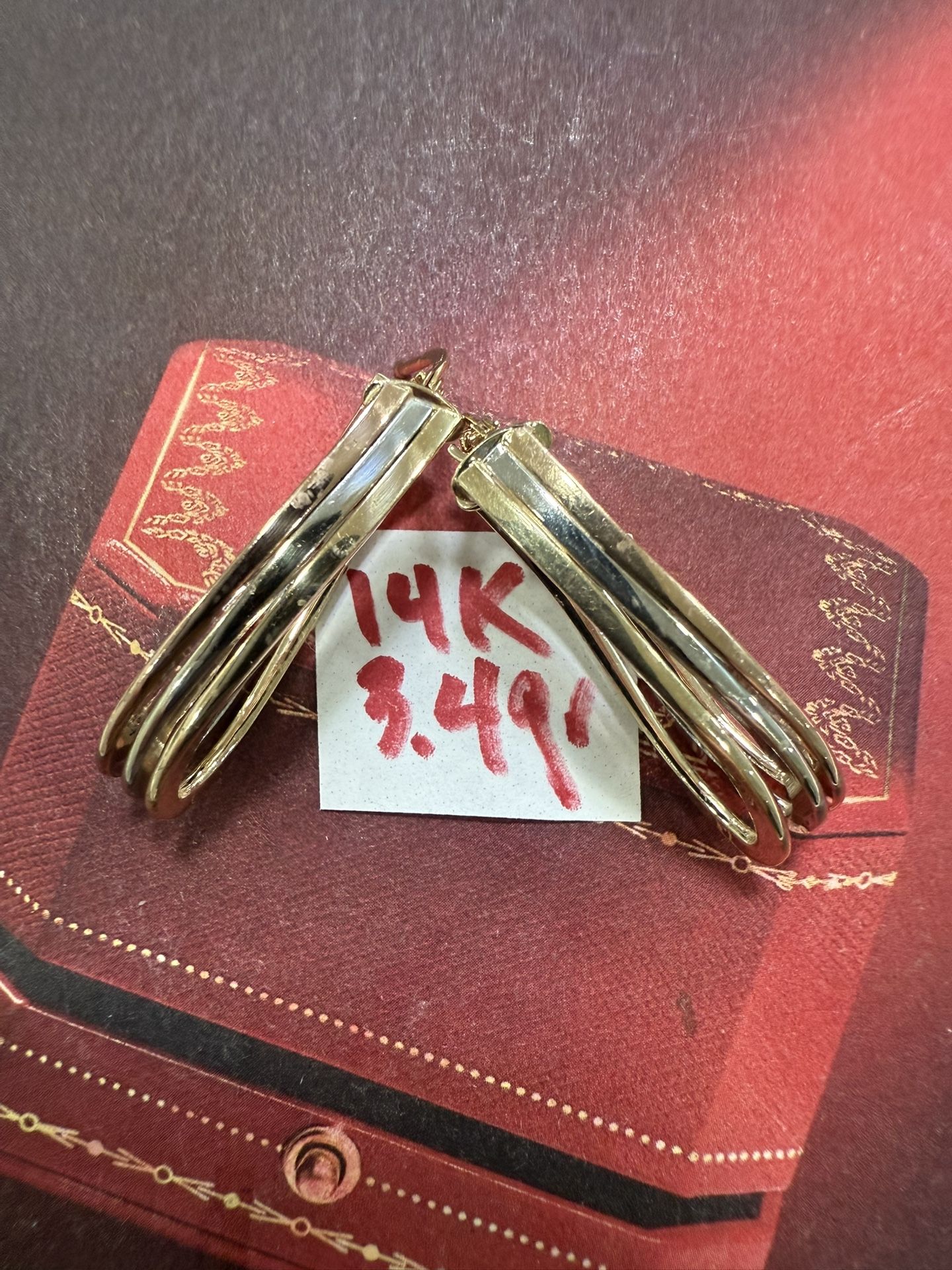 14K 3 Colors Gold Earrings For Wedding 3.4Gr