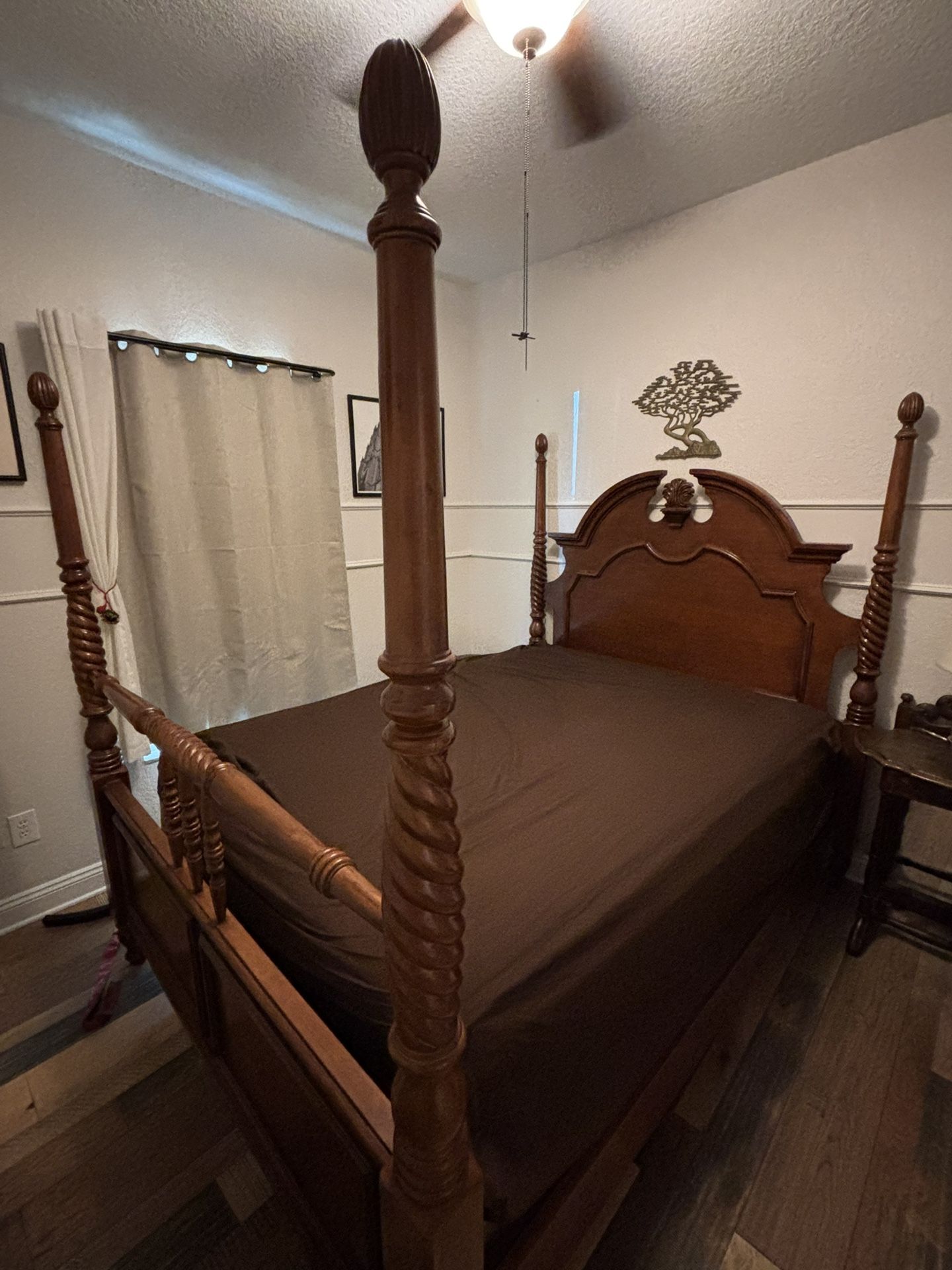 Antique wood Bed Frame — QUEEN