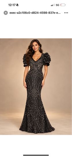 Black Beaded Mermaid Formal Gown