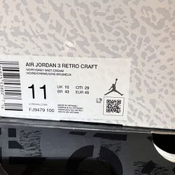 Jordan Ivory 3 Size 11