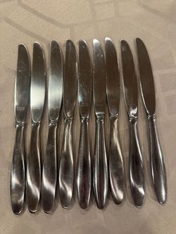 Lot of 9 Vintage Gorham Stegor "Spiral" Pattern Stainless Steel Dinner Knives