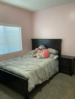Queen size bed frame and matching night stand