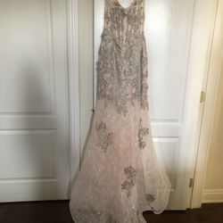 Party/Prom Corset Gown Blush/ Silver