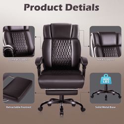 Office Chair with Footrest,90-165°Reclining Ergonomic High Back Computer Desk Chair Lumbar Support for Home Office brand new In box $120 S51