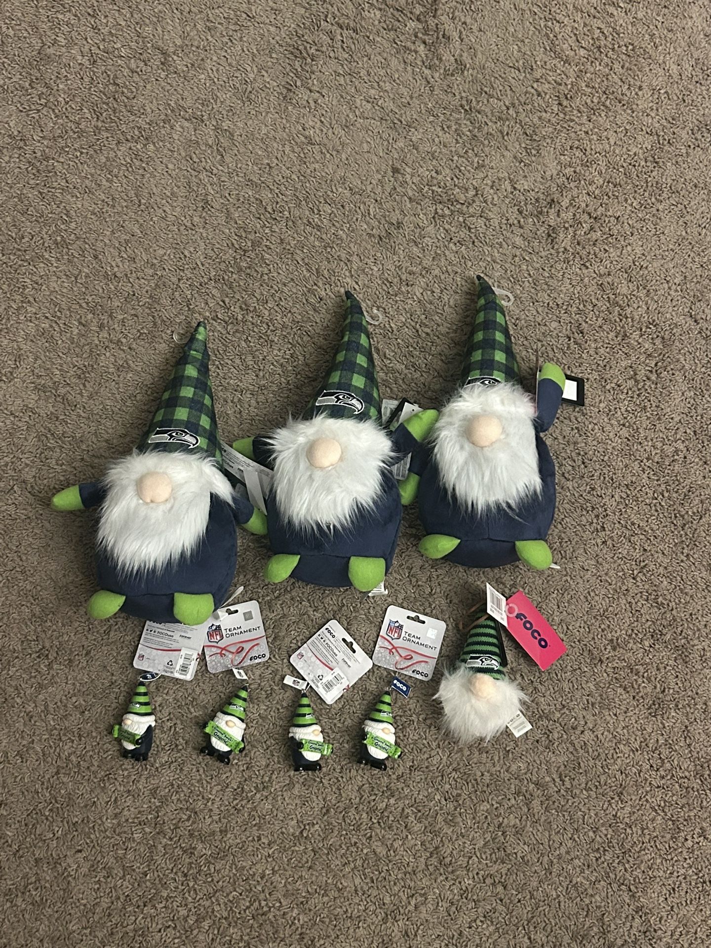 Seattle Seahawks Gnome Plushes And Christmas Ornaments 