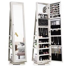 Rotating Jewelry Cabinet With Full Length Mirror