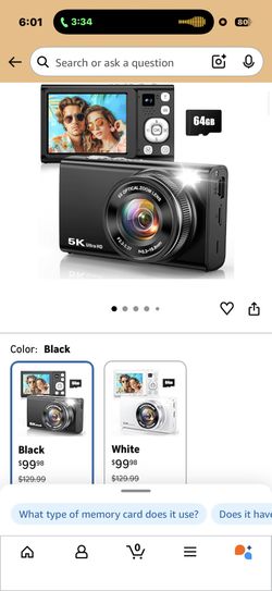 5K 96MP Digital Camera for Photography with 6X Optical Zoom,2026 Upgraded Autofocus Vlogging Camera for YouTube with Dual Lens, 64GB Card, Flash, Anti