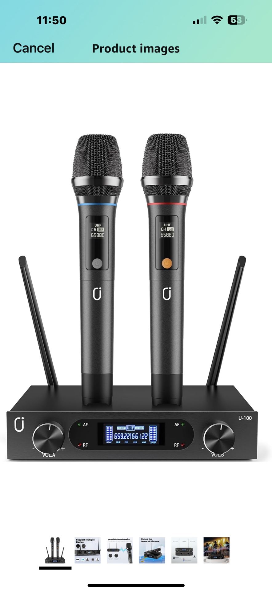 Wireless Microphones, Professional UHF XLR Microphones for Home Karaoke, Wireless Dynamic Microphone System Set for Speech, Wedding, Church, PA System