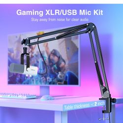 FIFINE XLR/USB Gaming Microphone Set and XLR Cable,Dynamic PC Mic for Streaming Podcasting,Microphone Audio Cable,Compatible with XLR Microphone for R