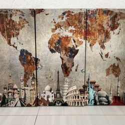 Travel And Adventures World Map Wall Art
