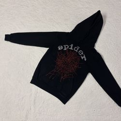 Sp5der OG Rhinestone Logo Hoodie Black