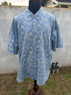 PreOwned Reyn Spooner Hawaiian Print  Full Button Men's 3XL Blue