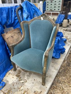 Vintage Bergere Chair - Velvet fabric